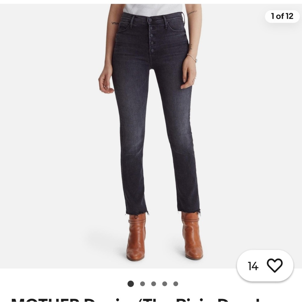 Mother Denim Pixie Dazzler Ankle Fray in Night Shadow